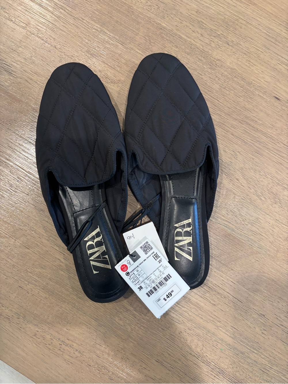 ZARA Black Quilted Slip-On Loafers for Men